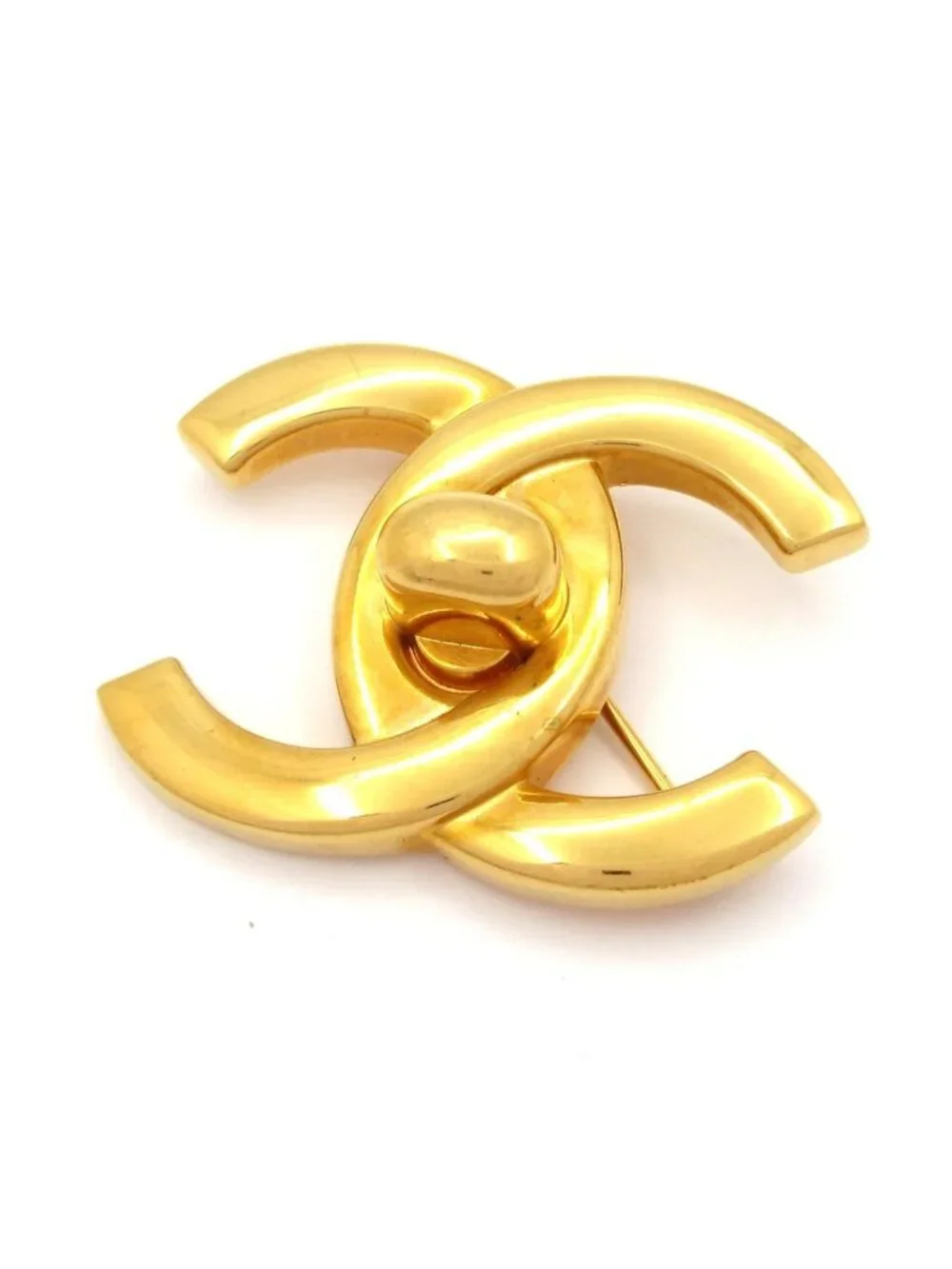 Chanel Brooch CC Logo Gold Turnlock